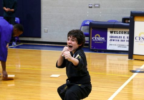 Filled with emotion, Pizer demonstrates his karate skills to the JDS community.