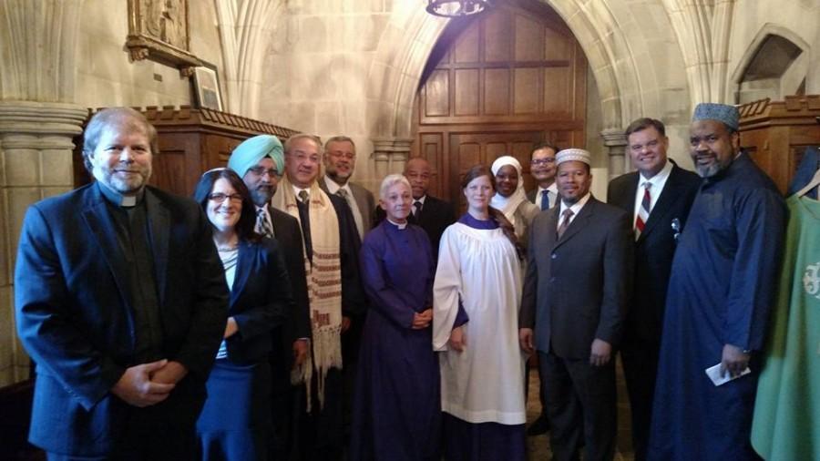 Local interfaith leaders, including Imam Talib Shareef, meet to discuss religious tolerance in Washington, D.C.