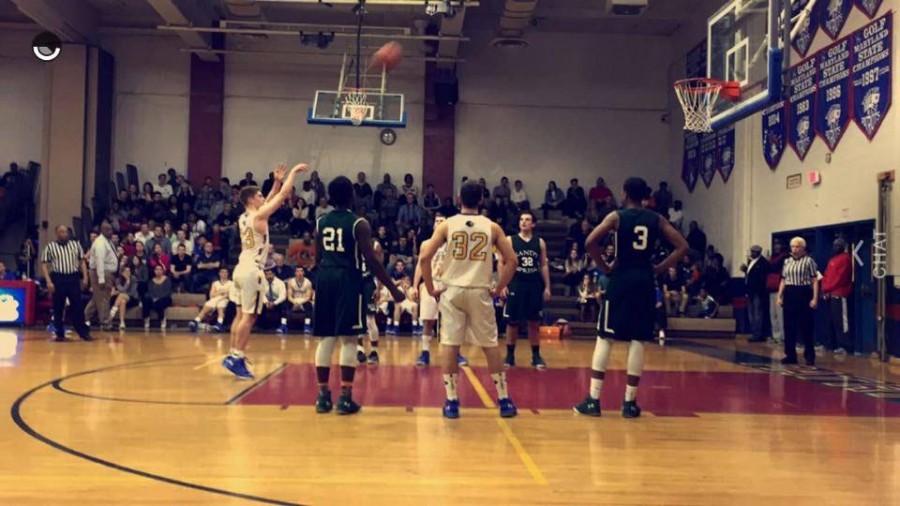 Junior Bryan Knapp shoots a free throw against Sandy Spring Friends School in the PVAC championship game at Wootton High School.
