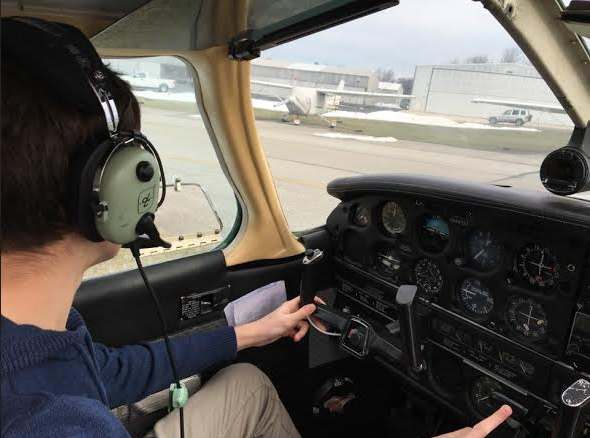Eighth-grader Sam Fingerhut flys at Montgomery County Airpark, where he has lessons twice a month.