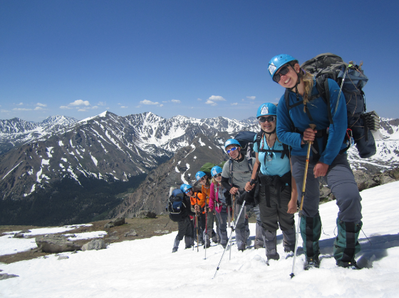 Sophomore Sophie Handloff (front right) visits the Colorado Rockies on an Outward Bound summer trip in 2015. 