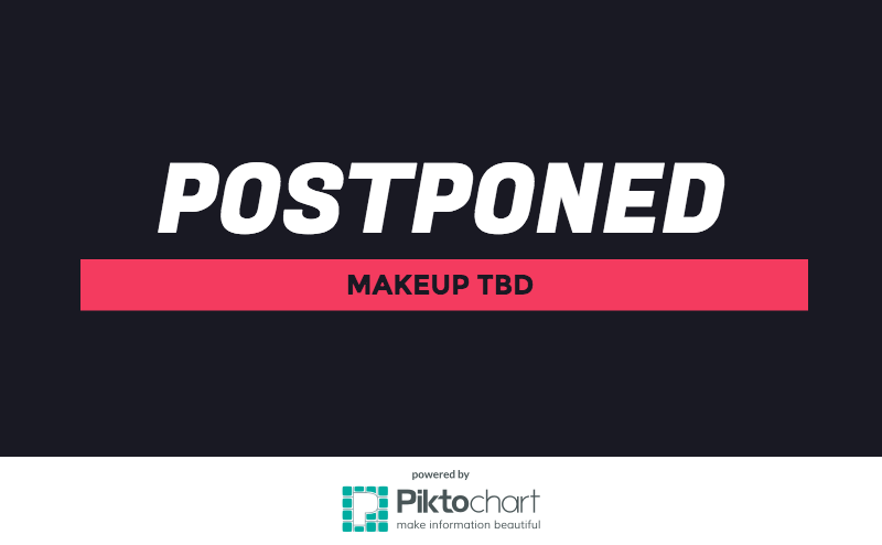 Postponed, makeup TBD