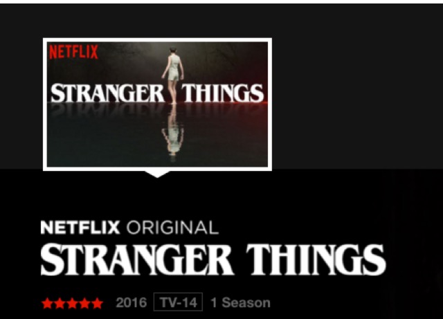 Cover picture for five star Netflix original series “Stranger Things.” 
