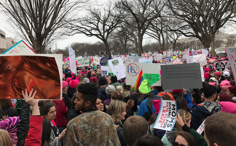 A sea of people from across the country gather on the National Mall in Washington, D.C. to rally for women’s rights on Jan. 21.