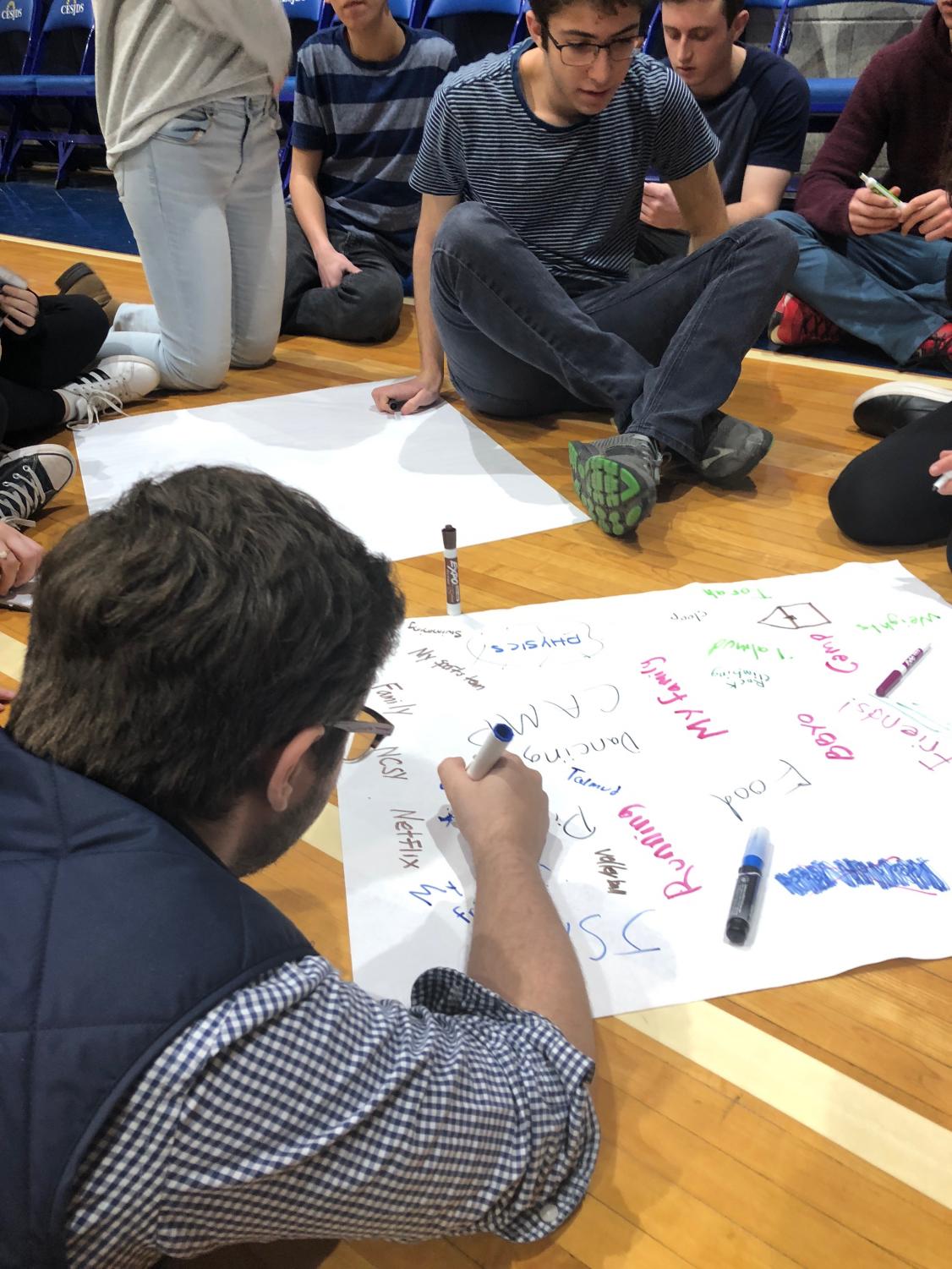 During the workshop, juniors write down what makes them feel supported. Umttr strives to raise awareness about mental health through activities that come to some sort of positive conclusion, such as this one.