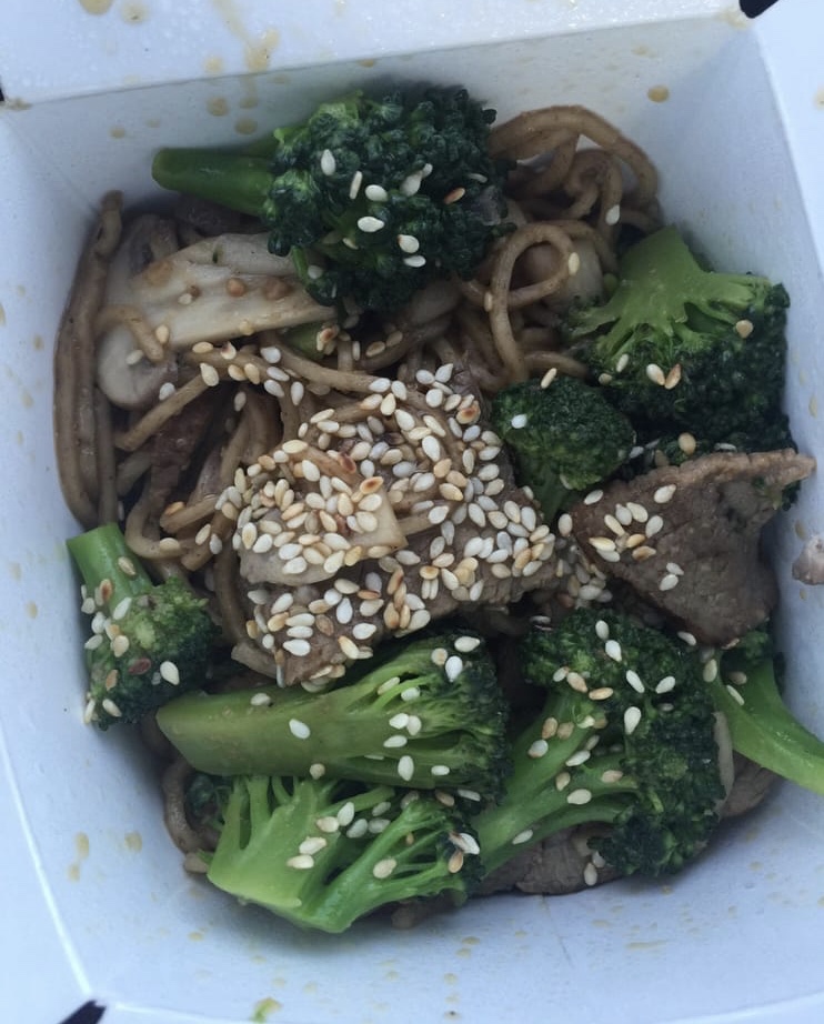 The sesame garlic stir fry offers patrons protein and vegetables that are worth the price.