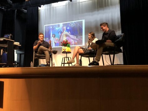 Broadway star and middle school alum Ethan Slater speaks to students