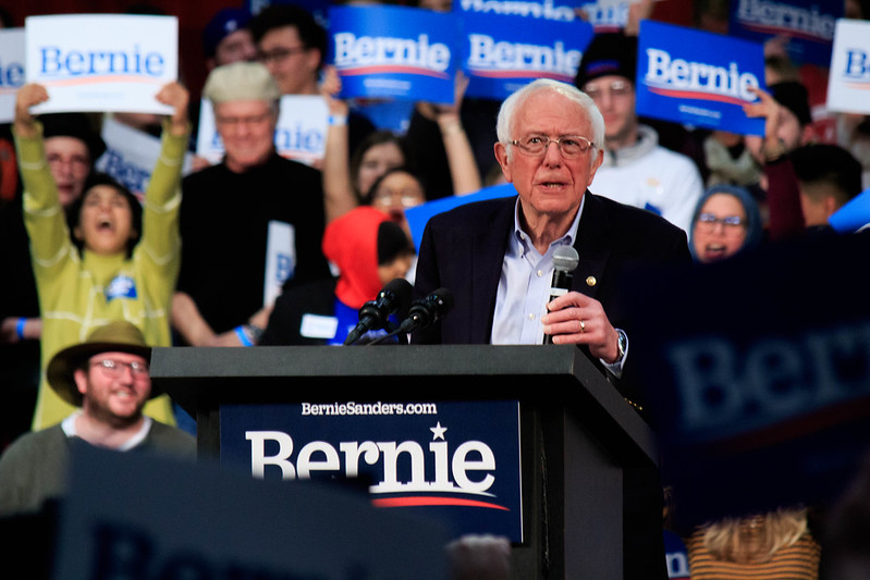 Sen. Bernie Sanders (D-VT) holds a rally hours before Super Tuesday at the Rivercentre in St. Paul, MN, on March 2, 2020.