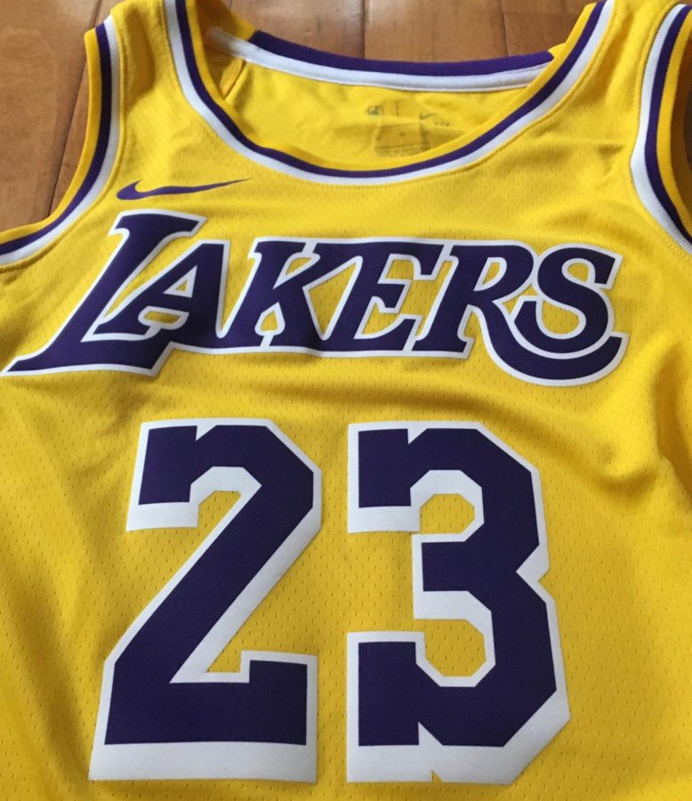 Lakers star Lebron Jamess jersey, which has been number 23 for most of his career.