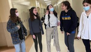 Sophomores Ellie Levine, Nava Feldman, Francesca Reichbach, Nini Panner and Yael Rosenberg wear outfits of their choice to school.