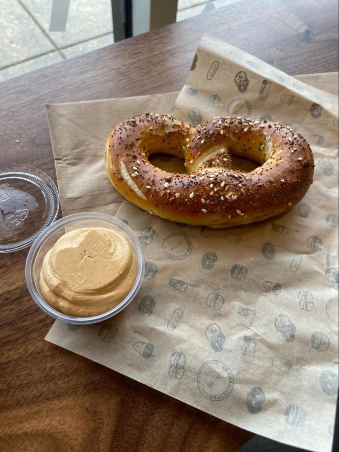 The+everything+seasoning+pretzel+at+The+Pretzel+Bakery.+