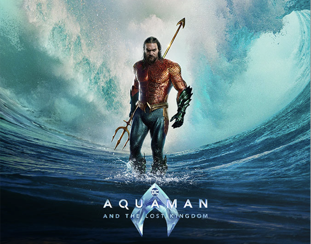 The movie cover features Aquaman emerging from the water, a theme of his character throughout the movie. From aquamanmovie.com