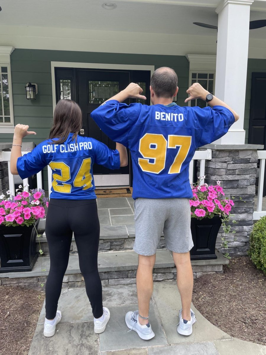 Dalia (23) and Ben (97) Greenblum sport their respective senior jerseys. Photo by Heather Greenblum, used with permission. 