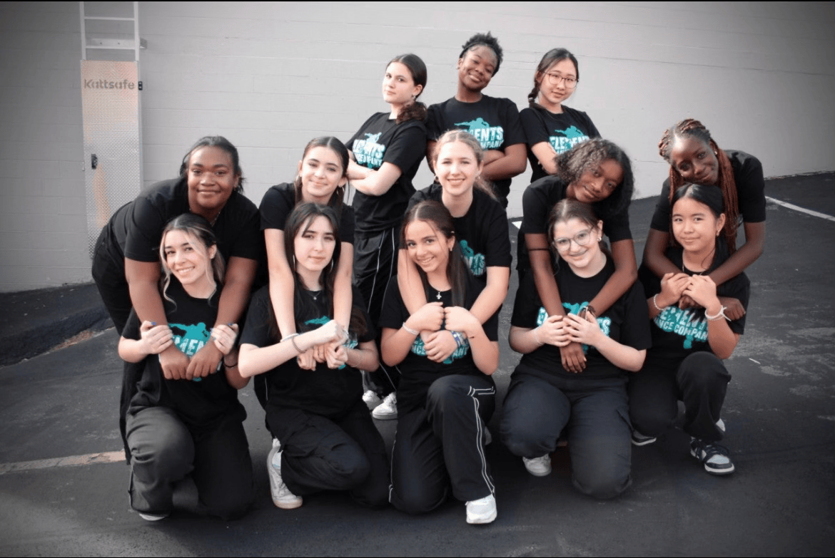 Sophomore Avigayil Lerman (bottom row, second from right) is a member of Elements Dance Company, where she performs and trains with other  members. 