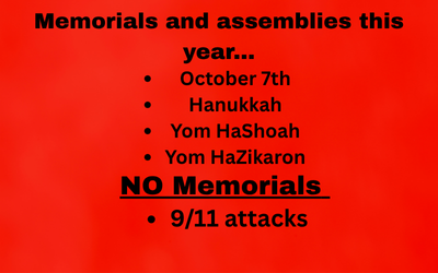 Many other Jewish and significant events are brought to our attention, aside from the September 11 attacks