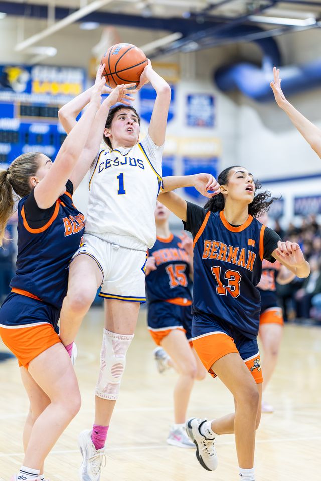 Junior Yarden Wilkenfeld scores over her defender during the first Berman game of the season.