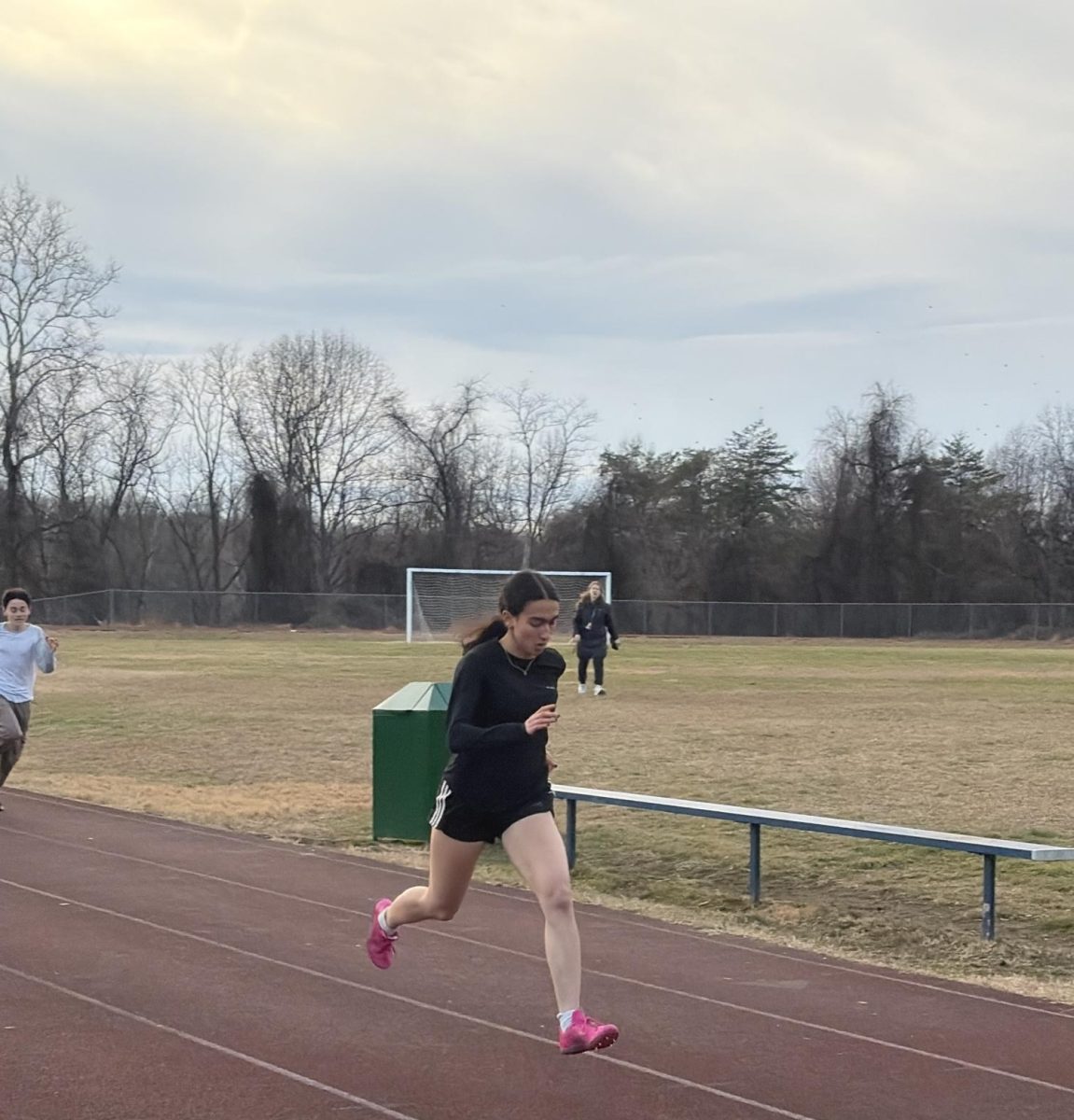 Senior Mia Forseter races at time trials.