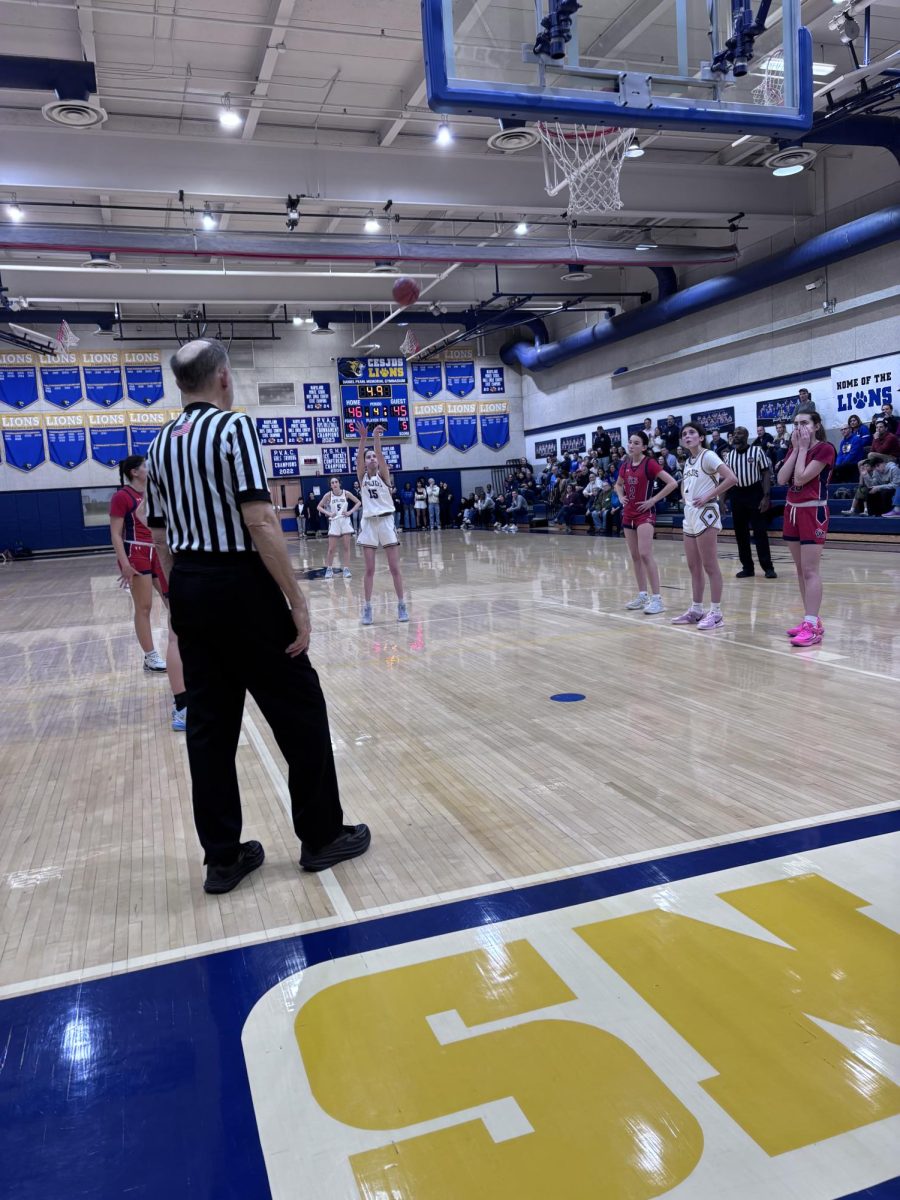 Senior Gila Safra prepares to drain the final two free throws of the game.