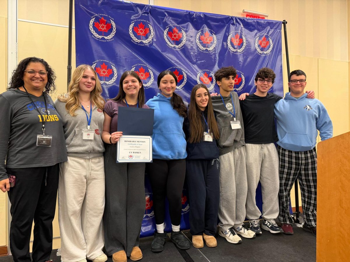 Members of the JDS Model UN club pose for a team photo at the 2026 Jewish Canadian Youth Model United Nations competition.