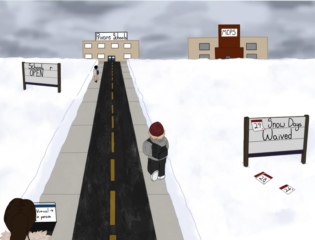 While JDS student could depend on education amid rough weather conditions, most MCPS students could not say the same. Photo Illustration by Kody Silver. 
