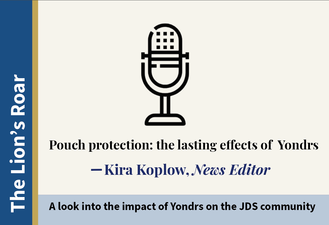 Podcast graphic with podcast name “The Lion’s Roar,” and episode title “Pouch protection: the lasting effects of Yondrs (Audio)”
